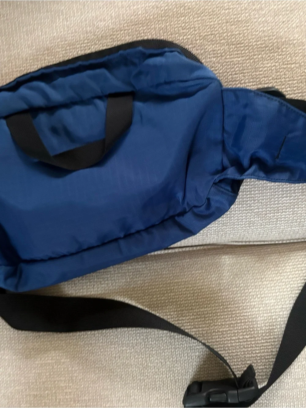 LL Bean Fanny Pack Large Blue Nylon Waist Bum Bag Multiple Pockets Adjustable